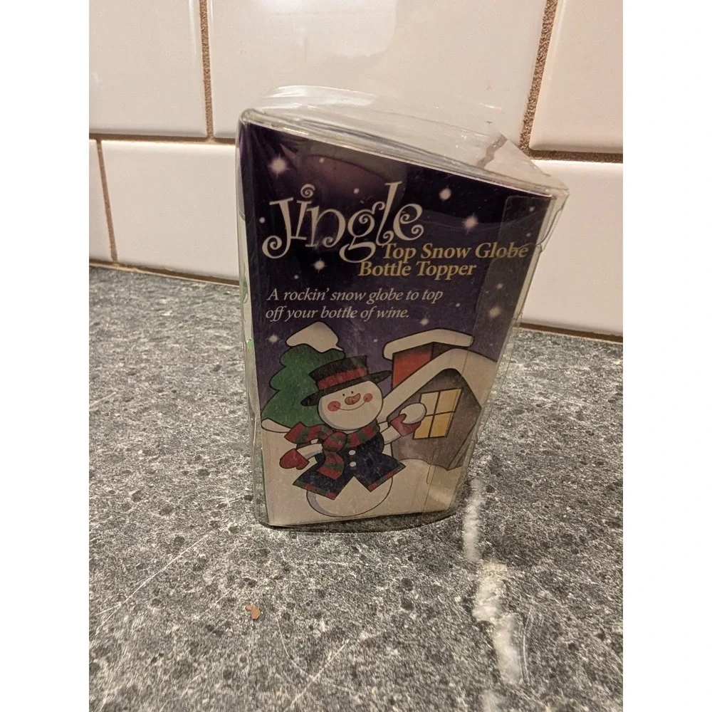 Jingle Rock Top Snow Globe Bottle Topper Santa Cork Wine Bottle Accessory in Box